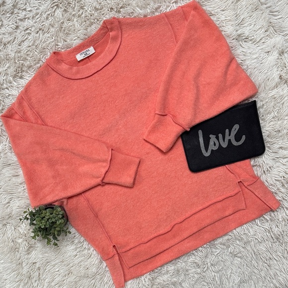Zenana Sweaters - 🎉HP🎉 Zenana Hacci Exposed Seam Sweater 💗 Coral